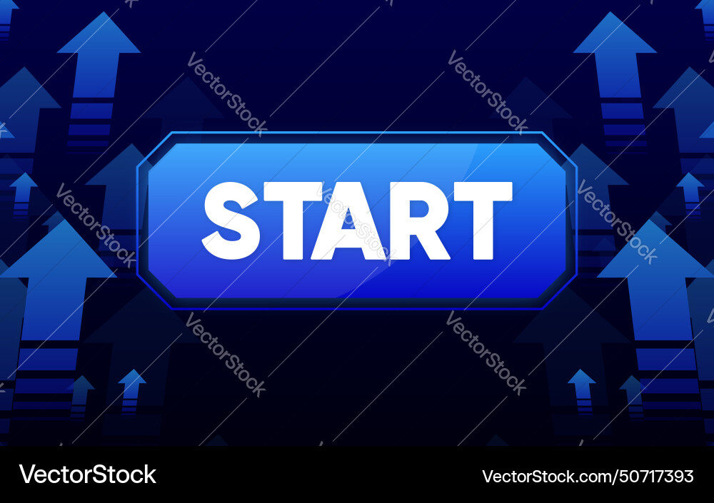 Start button floating in space level up Start button floating in space level up Vector Image