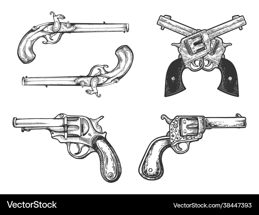 Waffen Vintage historische Set Skizze Waffen Vintage historische Set Skizze vektorbild