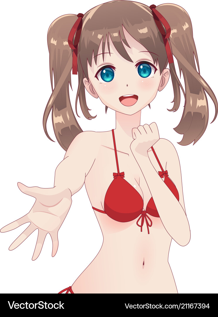 Beautiful anime manga girl in bikini vector image