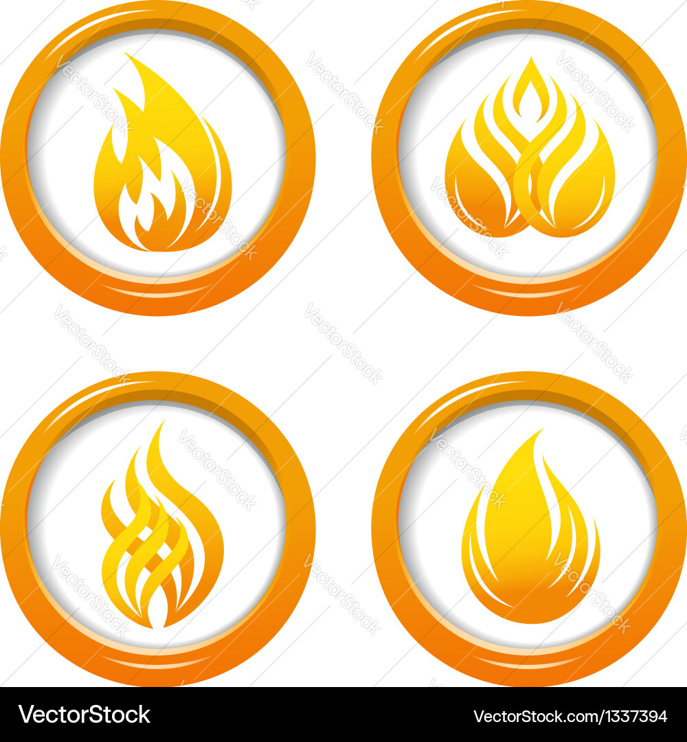 Fire web buttons set Vector Image