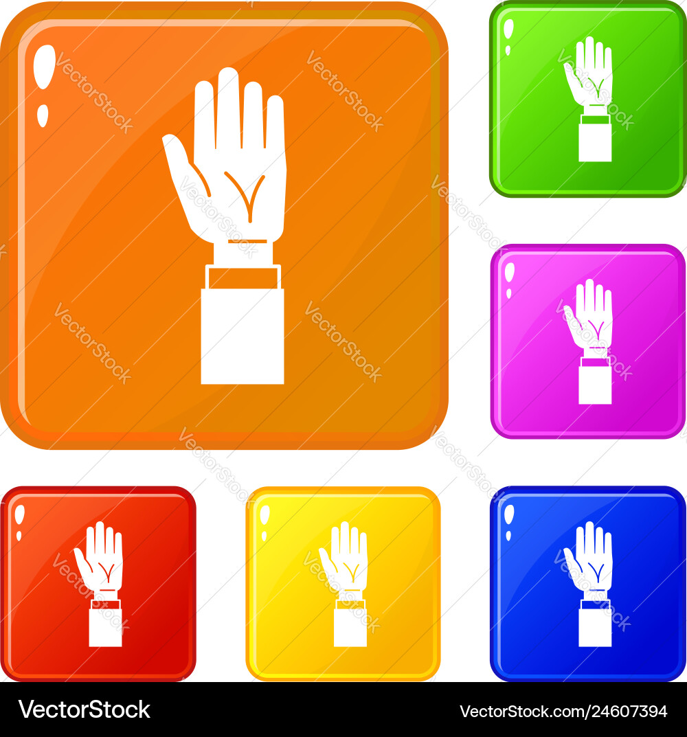 Hands up icons set color Hands up icons set color vector image