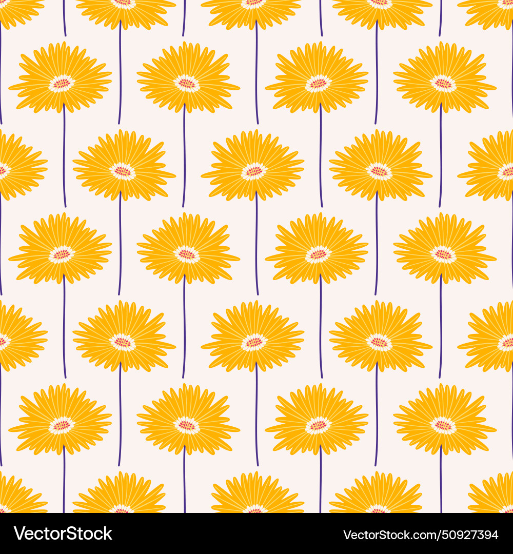 Seamless pattern with yellow gerbera flowers Seamless pattern with yellow gerbera flowers vector image