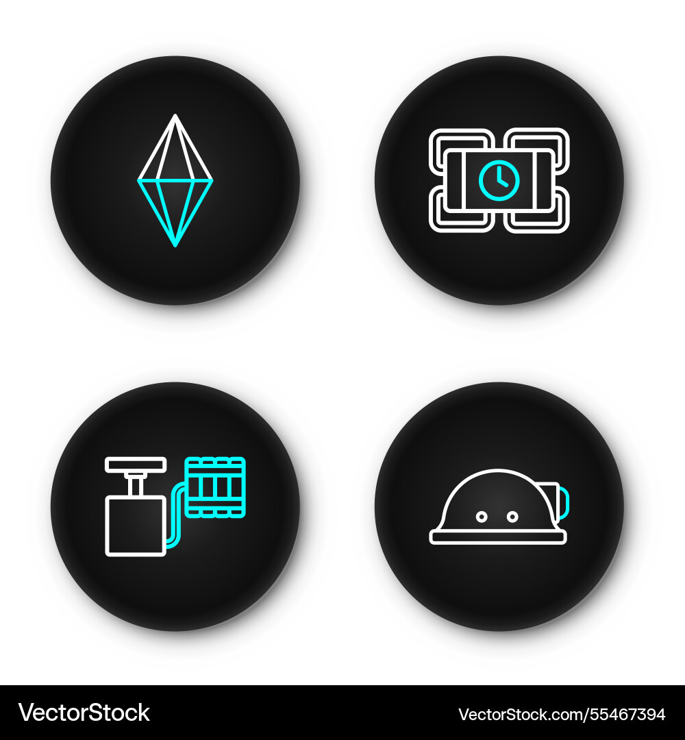 Set line miner helmet handle detonator dynamite Set line miner helmet handle detonator dynamite vector image