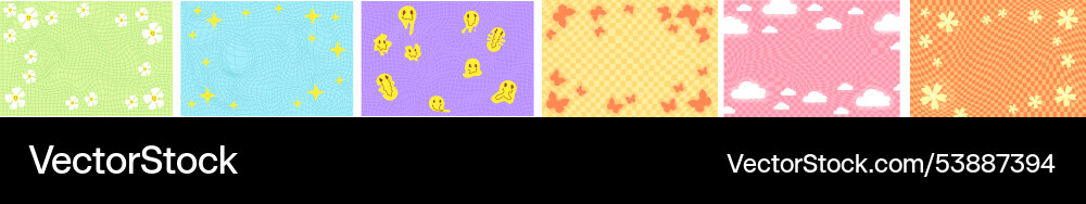 Set of funky psychedelic checkerboard pattern Set of funky psychedelic checkerboard pattern vector image