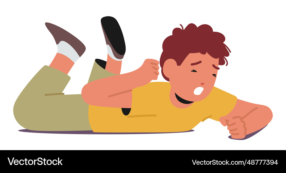 Young boy exhibiting hysterics displaying Vector Image 