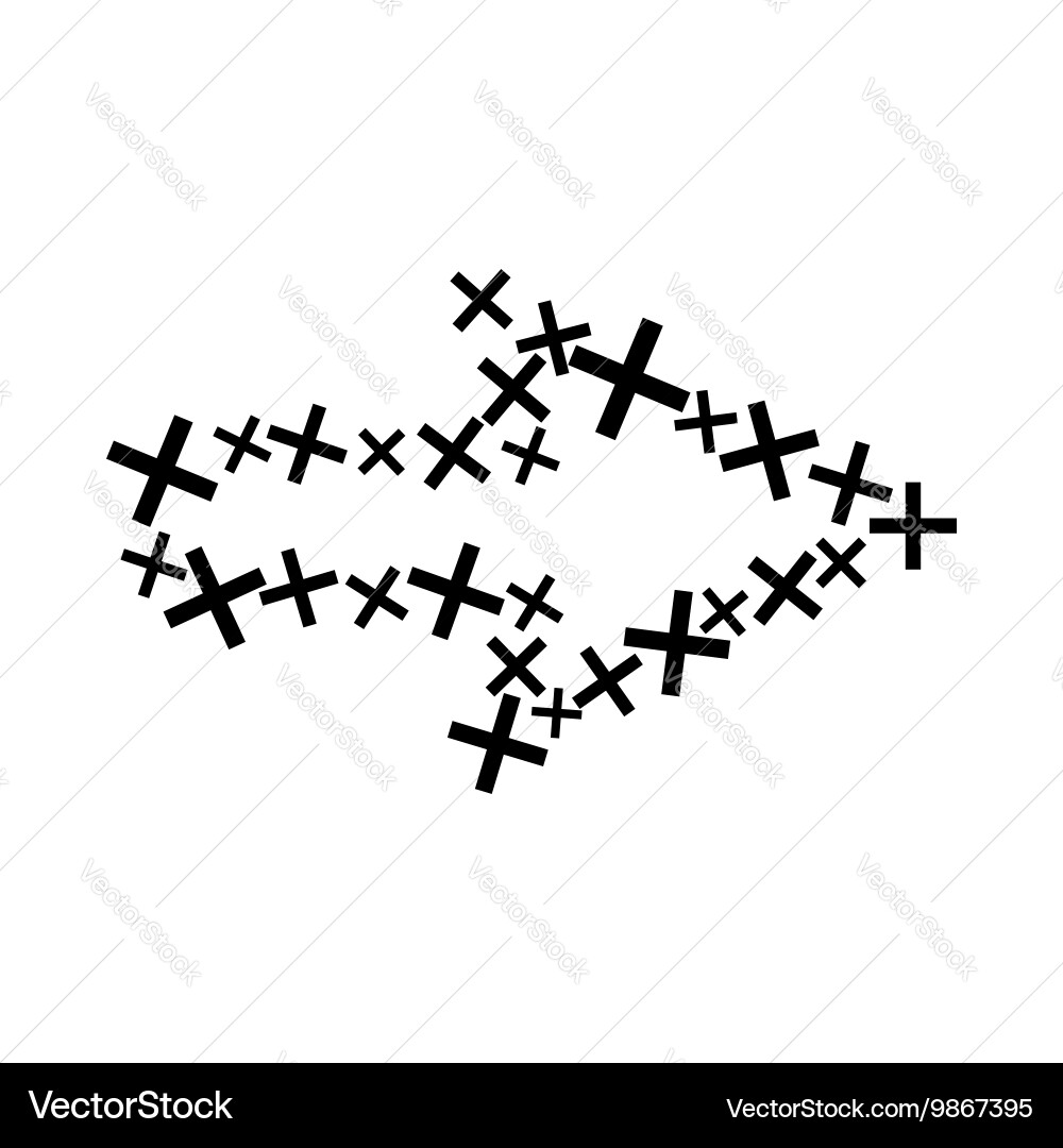 Arrow with contour of cross icon simple style vector image