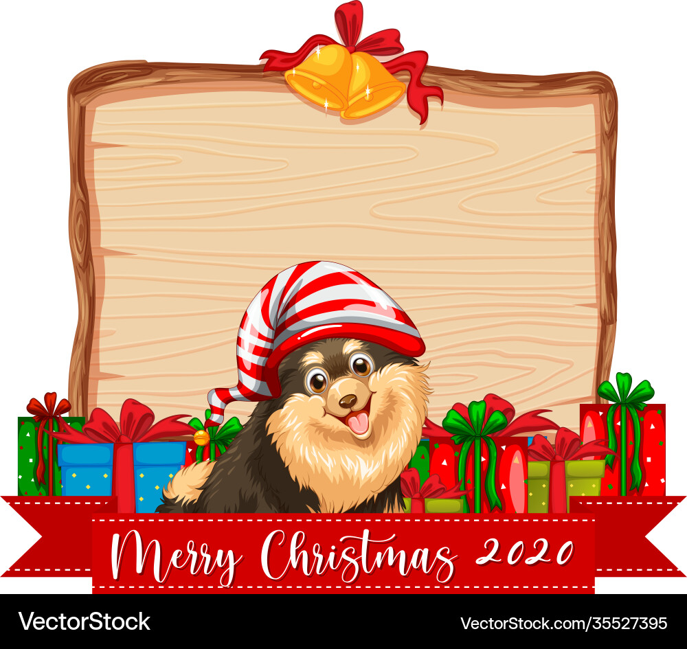 Blank wooden board with merry christmas 2020 font Blank wooden board with merry christmas 2020 font vector image