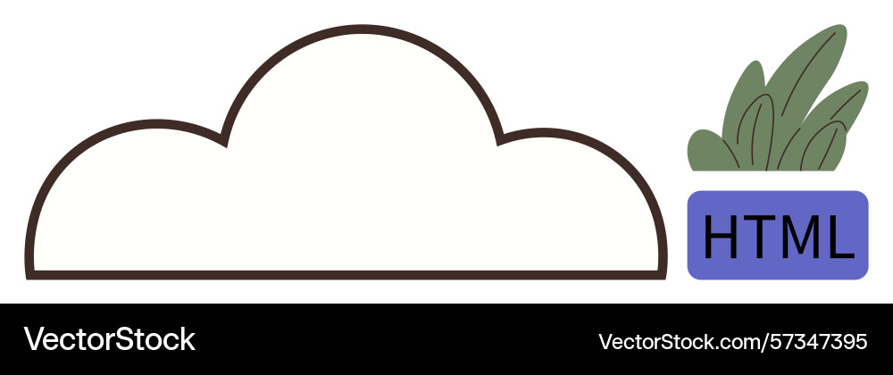 Cloud with html tab and greenery vector image