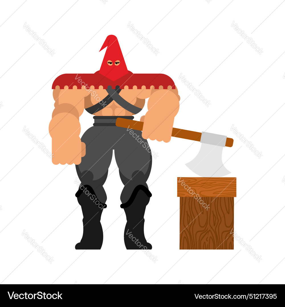 Executioner with ax isolated butcher and axe Executioner with ax isolated butcher and axe vector image