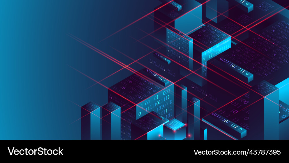 Isometric big data flow processing concept Isometric big data flow processing concept vector image