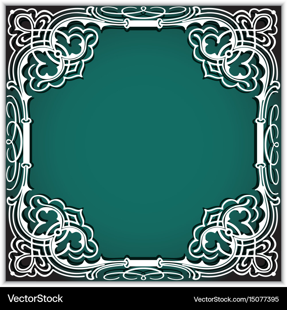 Square cutout paper frame with lace corner Vector Image