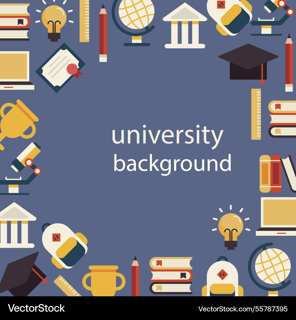 University elements background in flat style Vector Image
