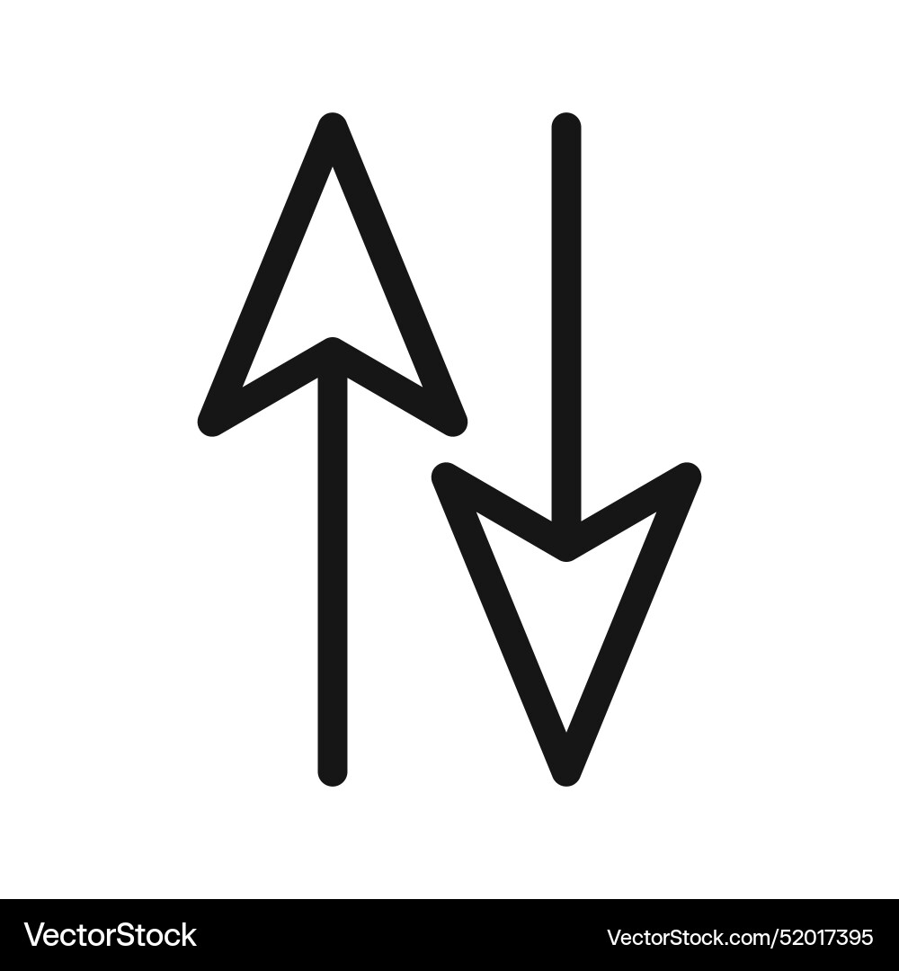 Up and down arrows icon black line art Royalty Free Vector