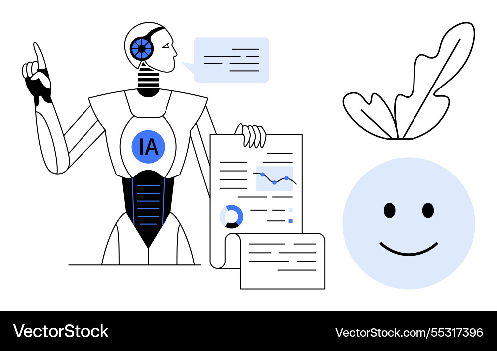 Ai robot presenting data and ideas with smile vector image