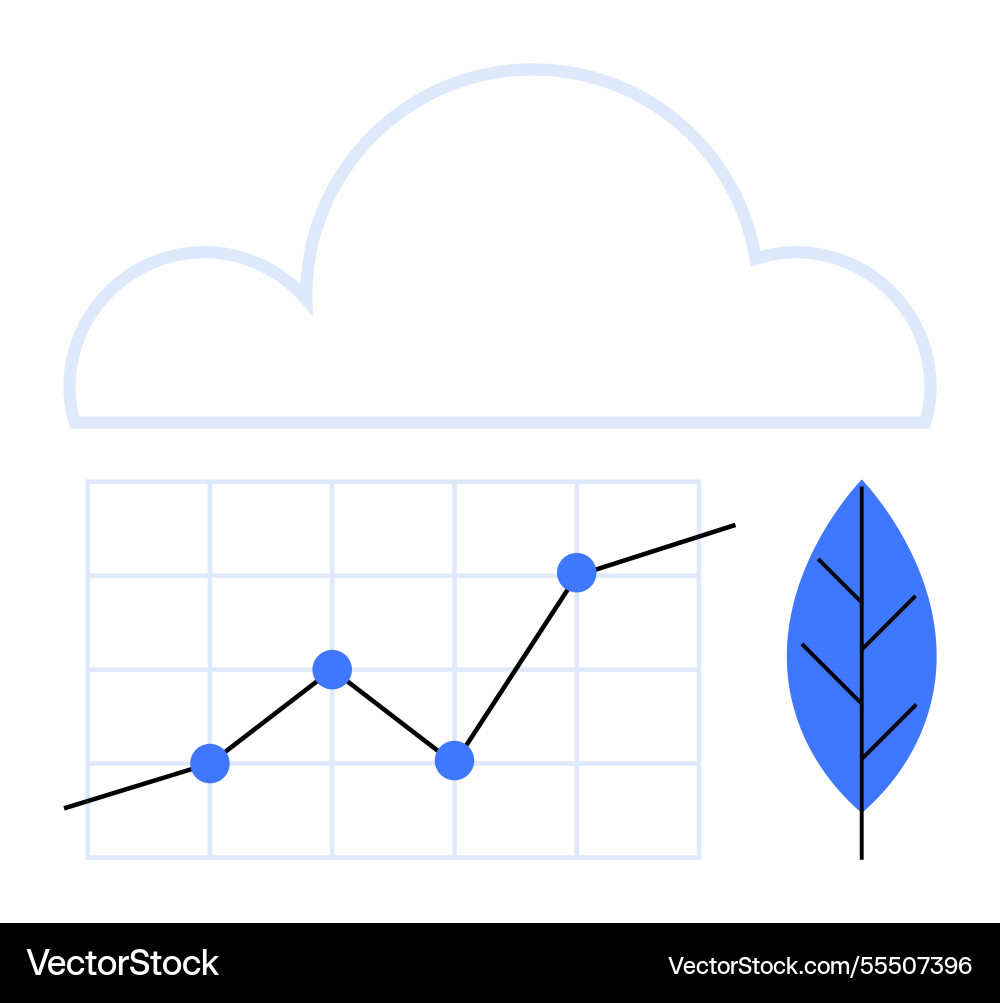 Cloud computing with line chart and eco-friendly Vector Image