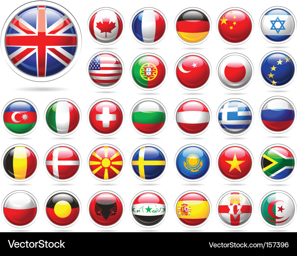 Collection of Flag Buttons Vector Image