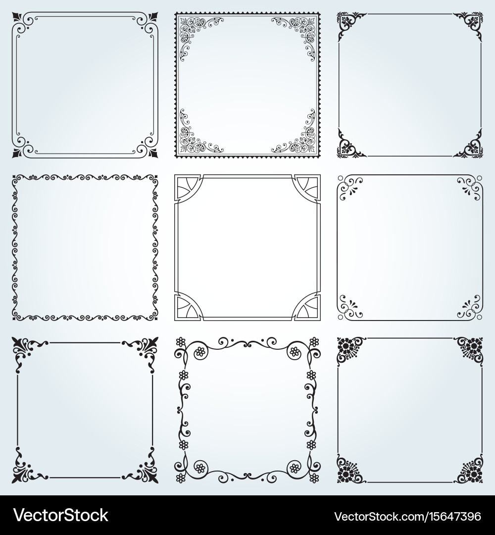 Decorative frames and borders square set 2 Vector Image