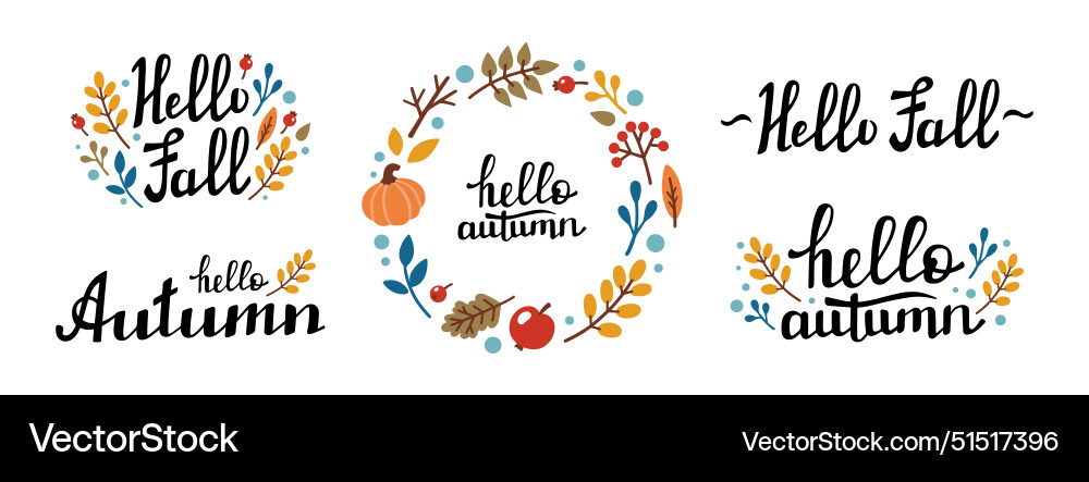 Decorative round frame with autumn elements Vector Image