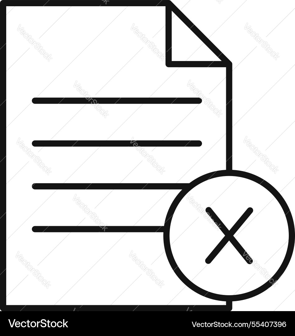 Delete document icon simple thin line Delete document icon simple thin line vector image