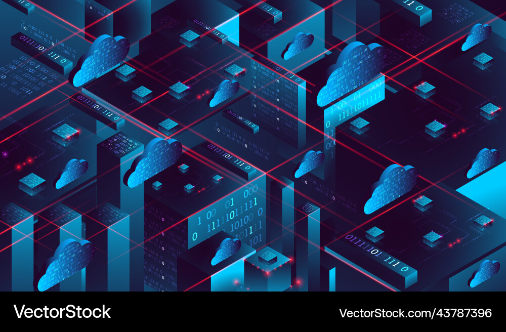 Isometric big data flow processing concept Isometric big data flow processing concept vector image
