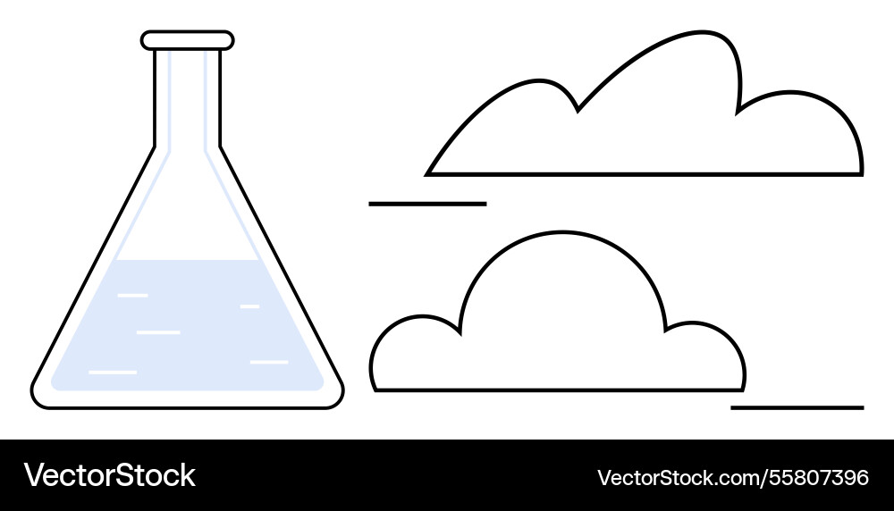Scientific experiment linking flask with clouds Scientific experiment linking flask with clouds vector image