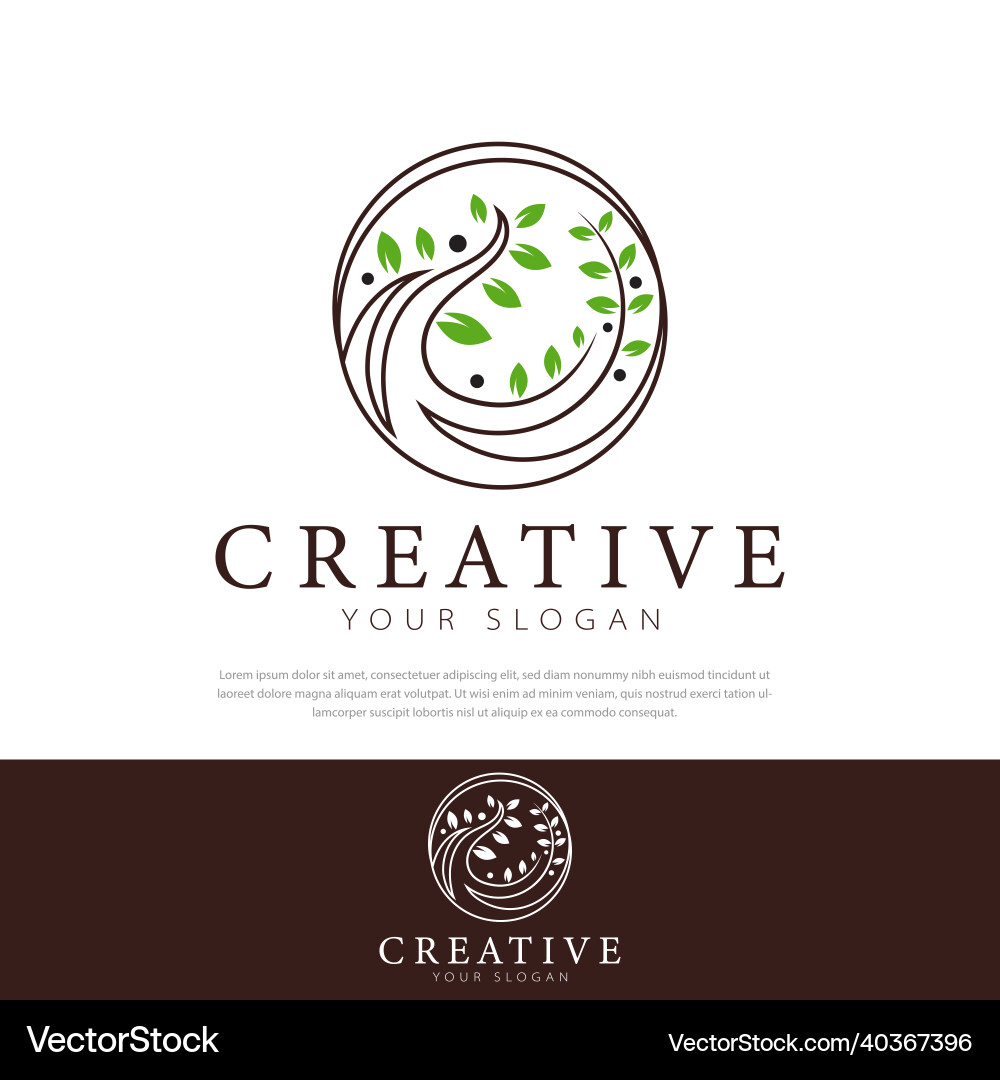 Tree logo design symbol circle minimalistic line Tree logo design symbol circle minimalistic line vector image