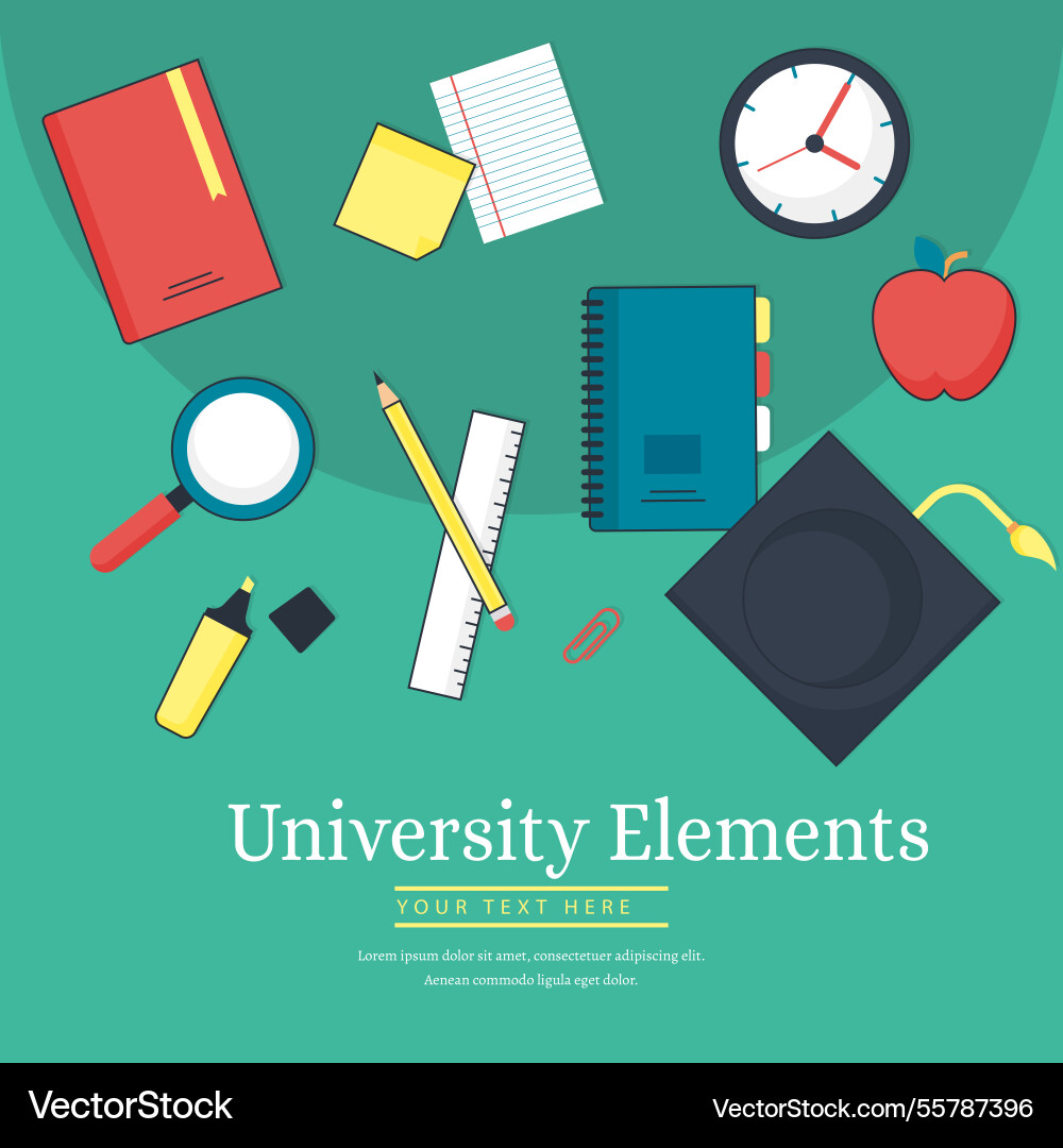 University elements background in flat style Vector Image