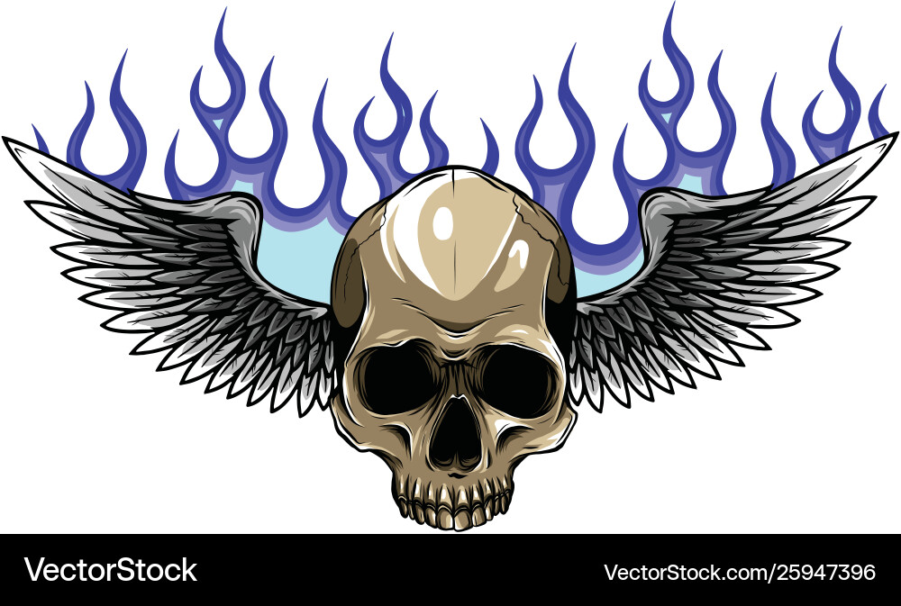Winged skull grim reaper drawing in a vintage Winged skull grim reaper drawing in a vintage Vector Image