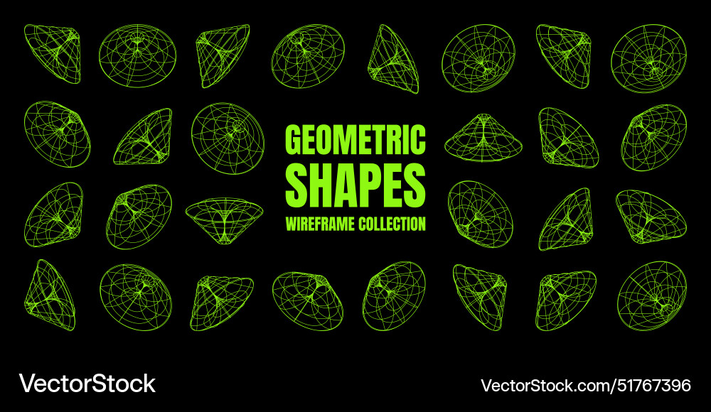 Wireframe lined shapes perspective mesh 3d grid Wireframe lined shapes perspective mesh 3d grid vector image