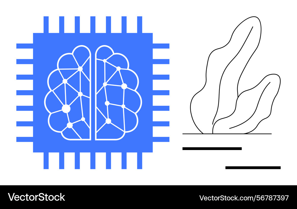 Artificial intelligence brain inside processor Artificial intelligence brain inside processor vector image