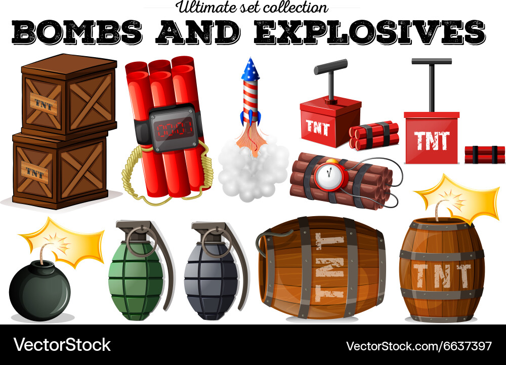 Explosive Objects and Bombs vector image