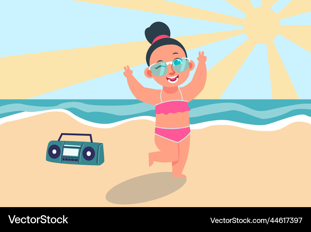 Lustiges Mädchen im Sommer Urlaub Cartoon Teenager Lustiges Mädchen im Sommer Urlaub Cartoon Teenager vektorbild