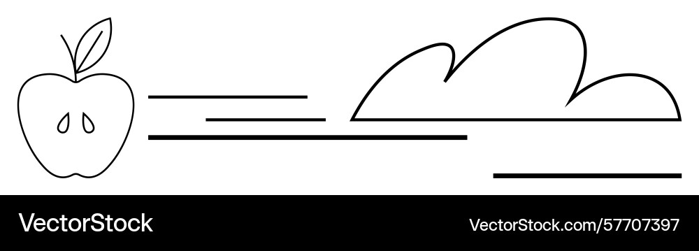 Minimalist apple and cloud with dynamic motion Vector Image