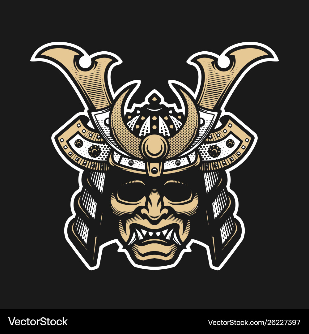 Samurai warrior mask traditional armor Samurai warrior mask traditional armor Vector Image