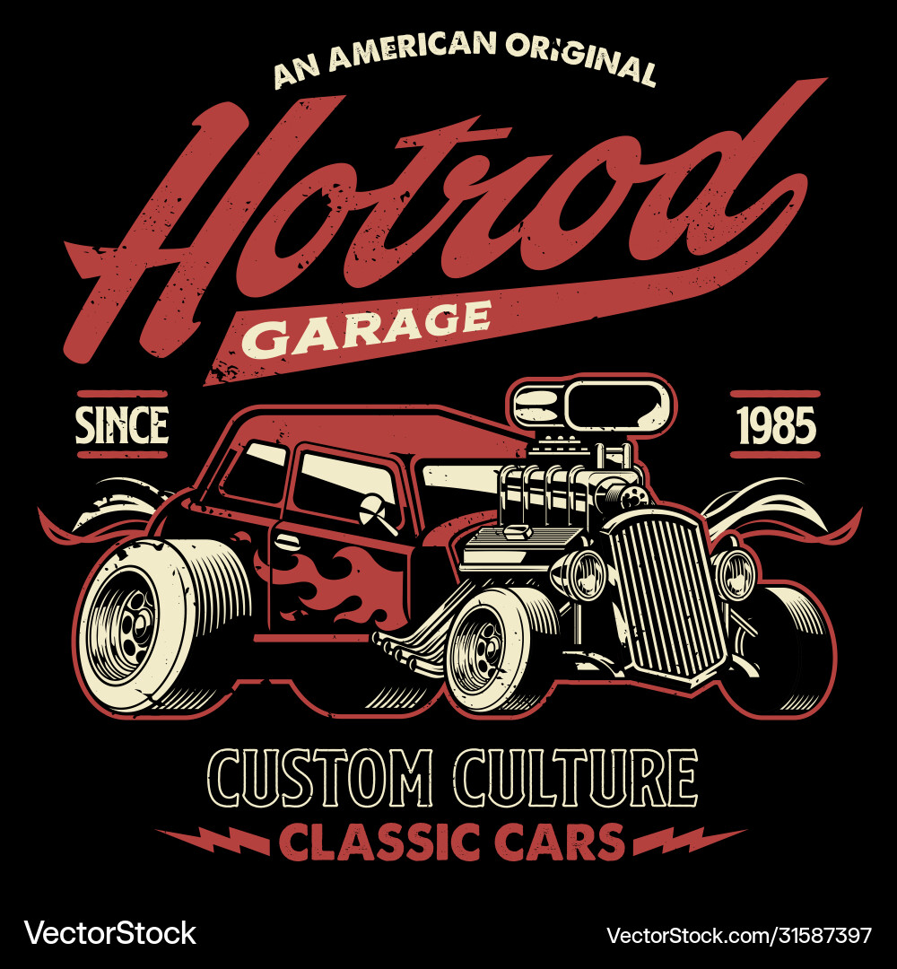 Vintage American Hot Rod T-Shirt Vector Image