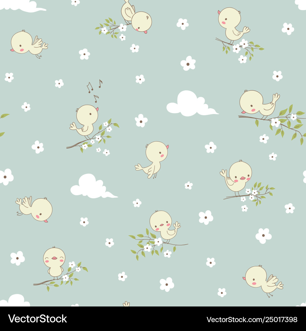Cute Bird Seamless Pattern vector image