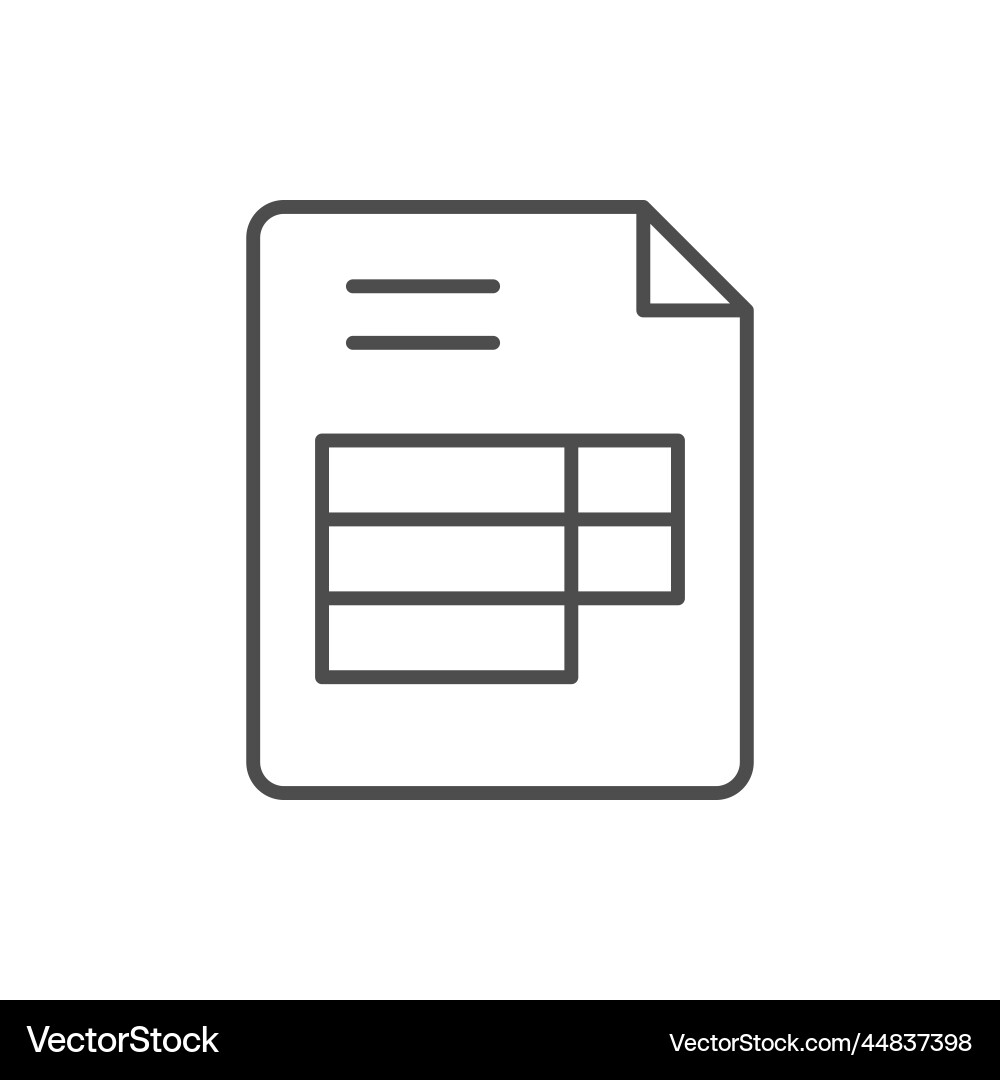 Document with table line icon Document with table line icon vector image