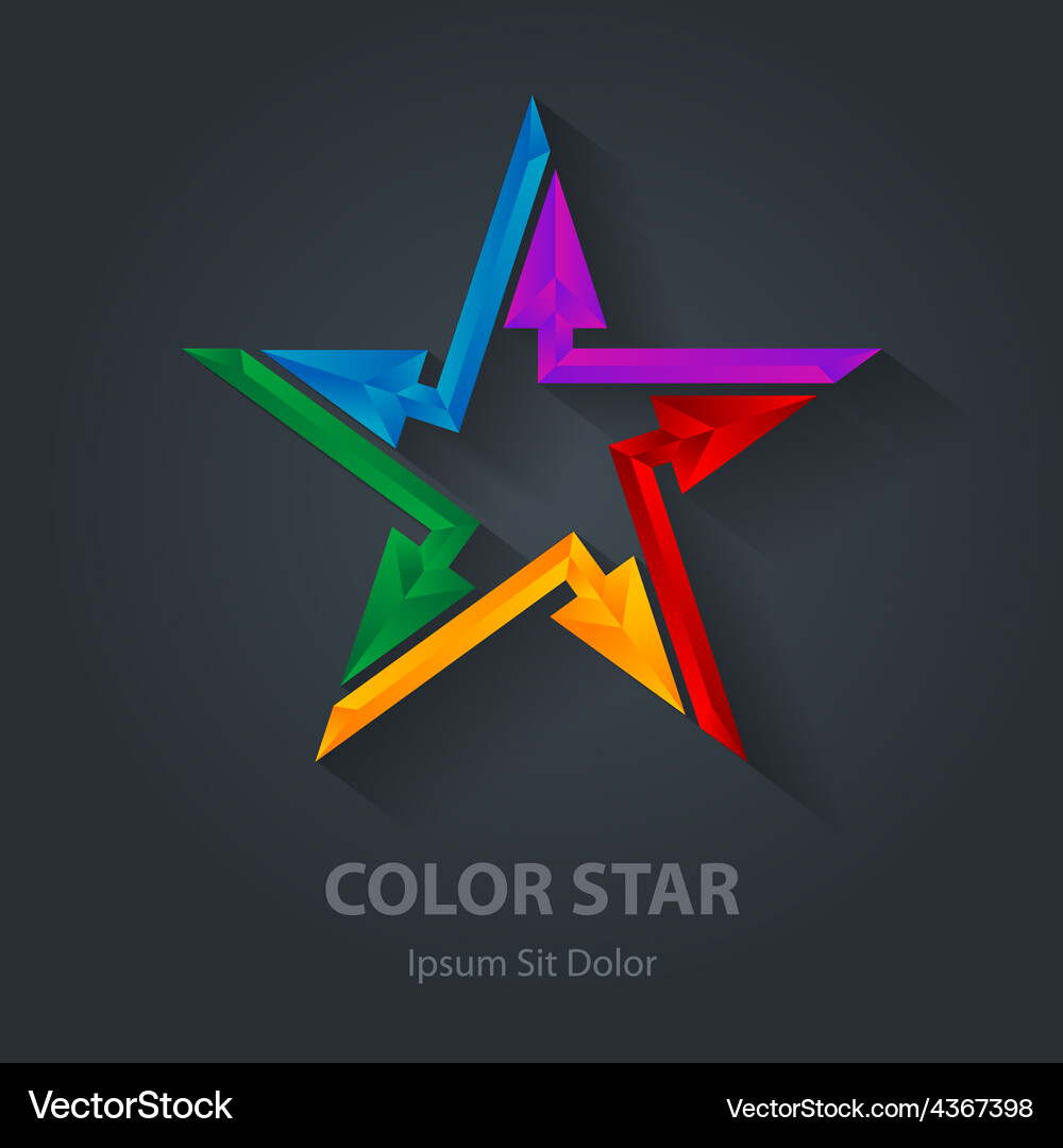 Dynamisches 3D Star Logo mit Pfeilen Vektorbild