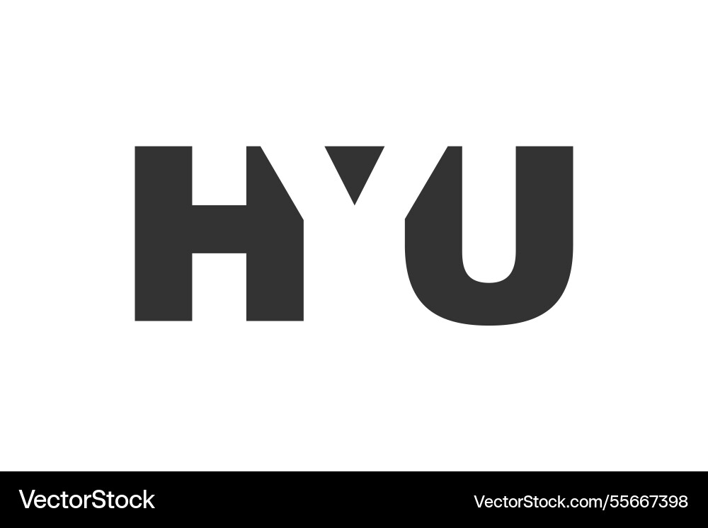 Hyu logo design initial letter h y u bold font Hyu logo design initial letter h y u bold font vector image
