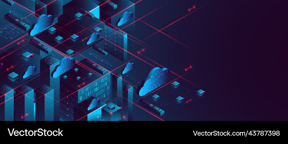 Isometric big data flow processing concept Isometric big data flow processing concept vector image