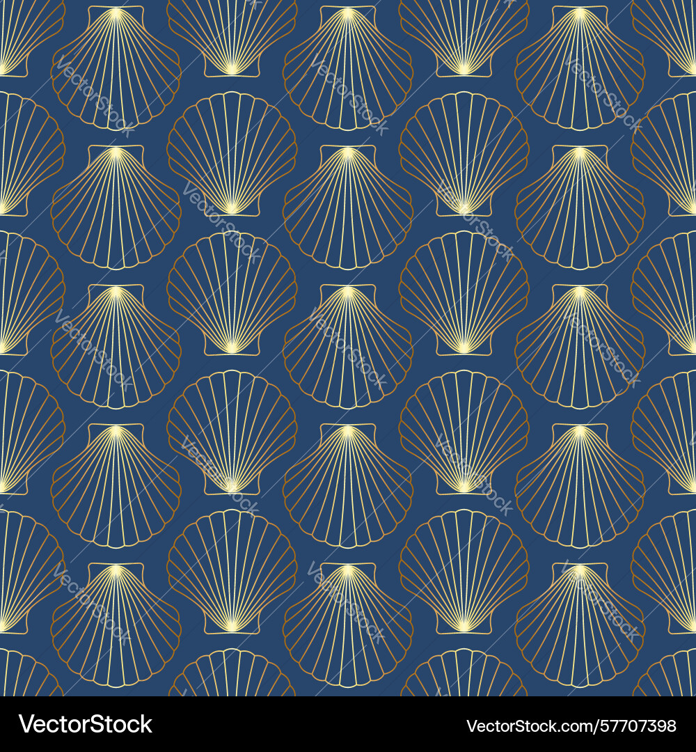 Seamless pattern with golden seashell Seamless pattern with golden seashell Vector Image