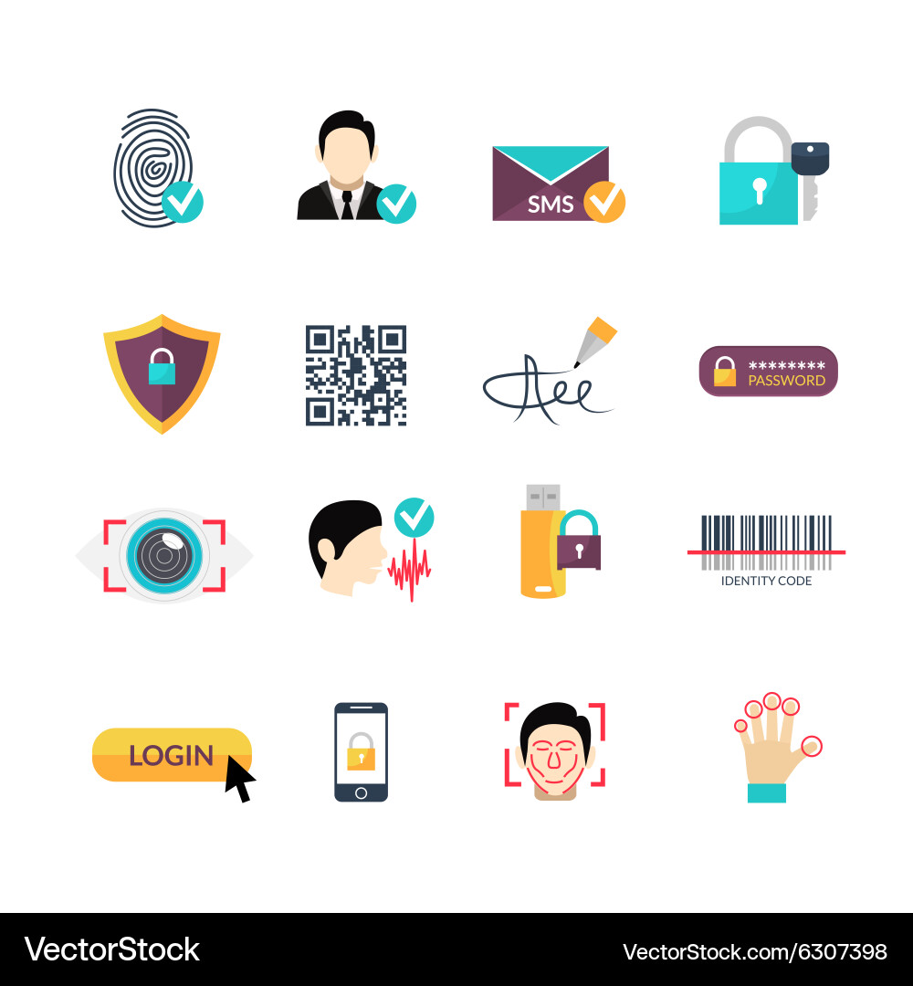 Secure Verification Icons - Flat Set Vector Image