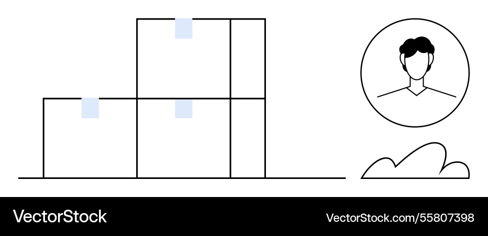 Warehouse stack with materials alongside user Vector Image