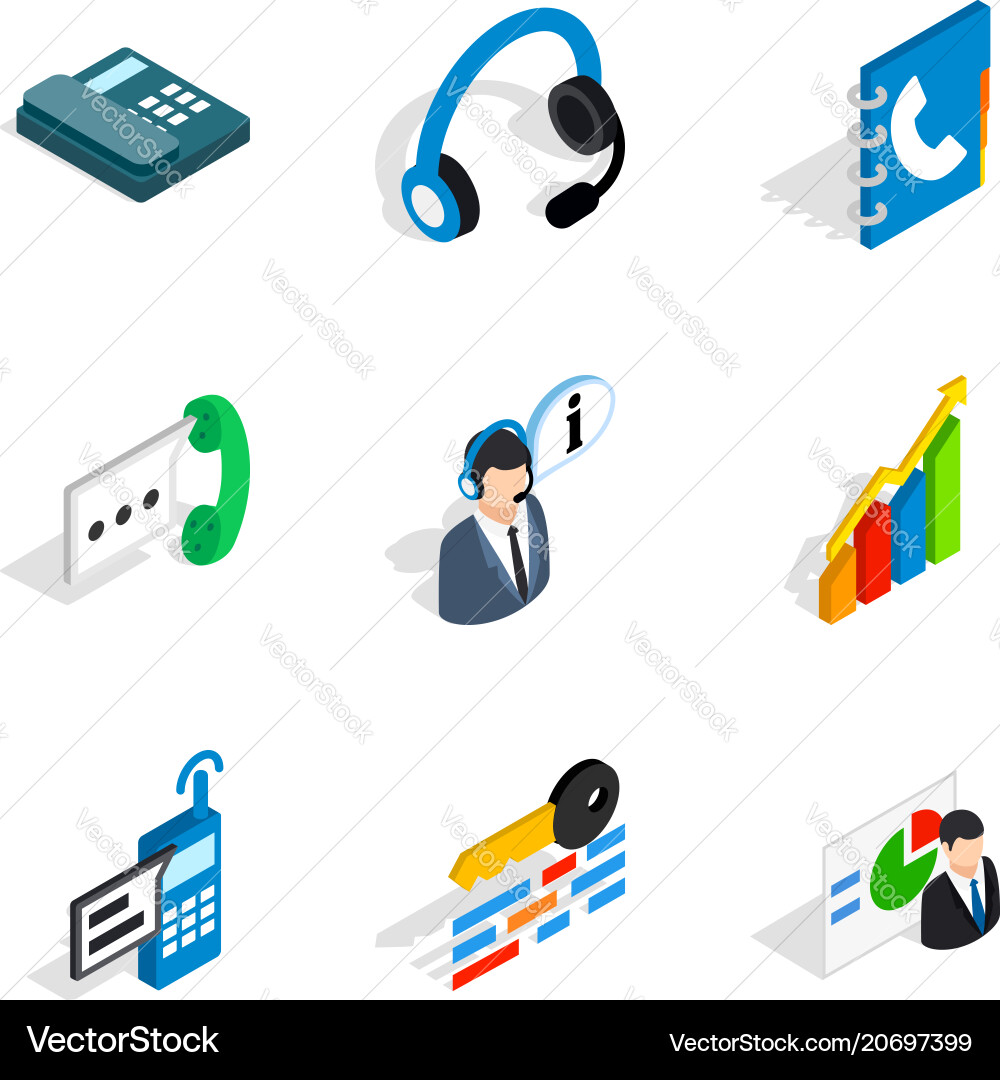 Server setup icons set isometric style Server setup icons set isometric style vector image