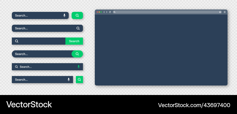 Blank internet browser window with various search Blank internet browser window with various search vector image