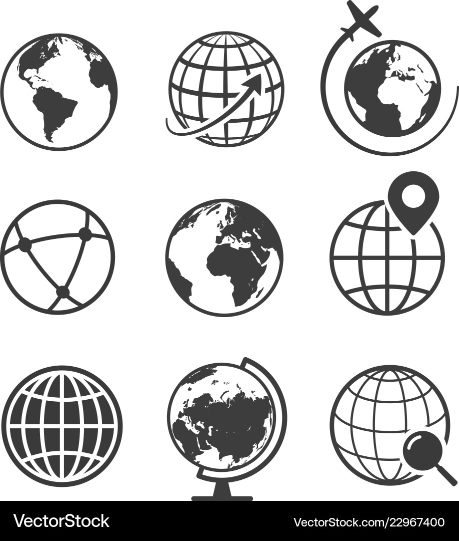 Erdglobe Icon Set - Kartographie Vektorbild