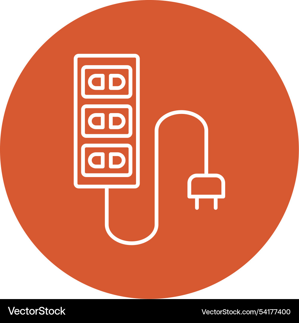 Extension cord line circle icon vector image
