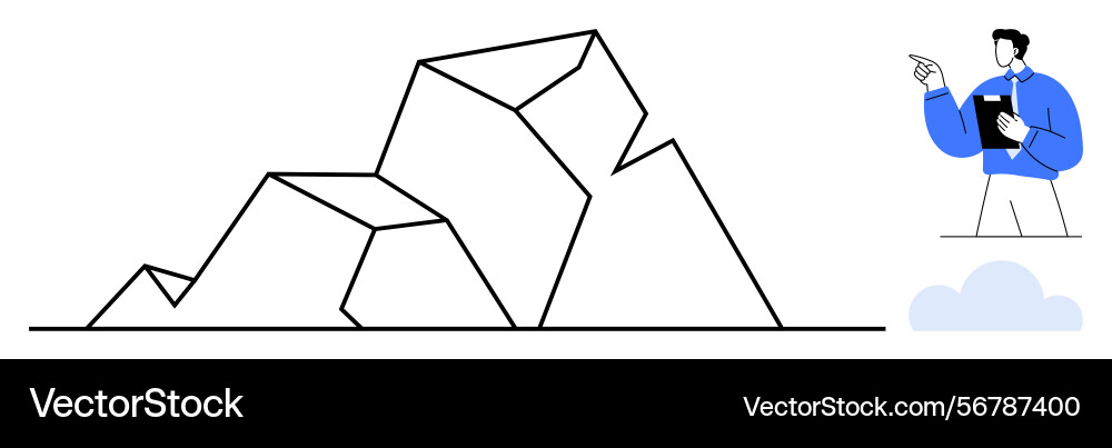 Man analyzing irregular shaped rocks Man analyzing irregular shaped rocks vector image