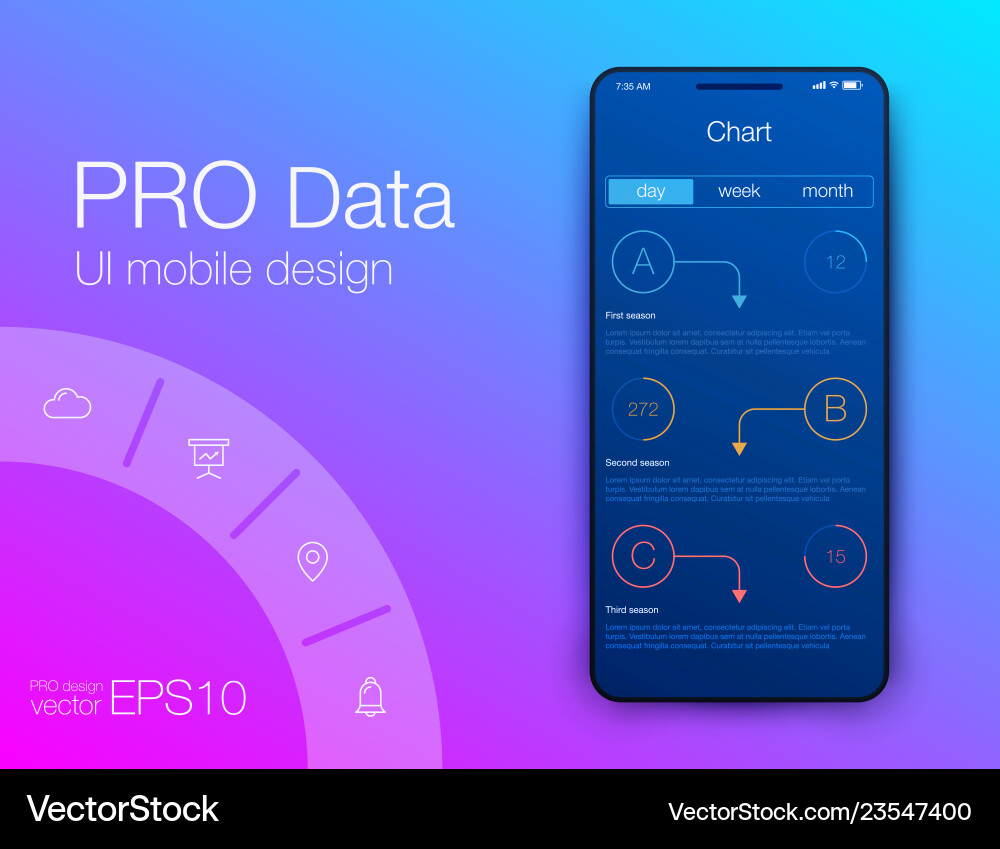 Mobile phone application for analytics stock Mobile phone application for analytics stock Vector Image