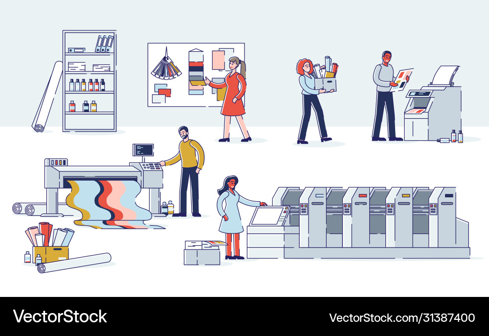 Printing House Workflow Vector Image